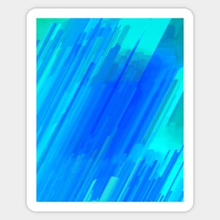 Abstract Bright Cyan Stripes on Blue Sticker